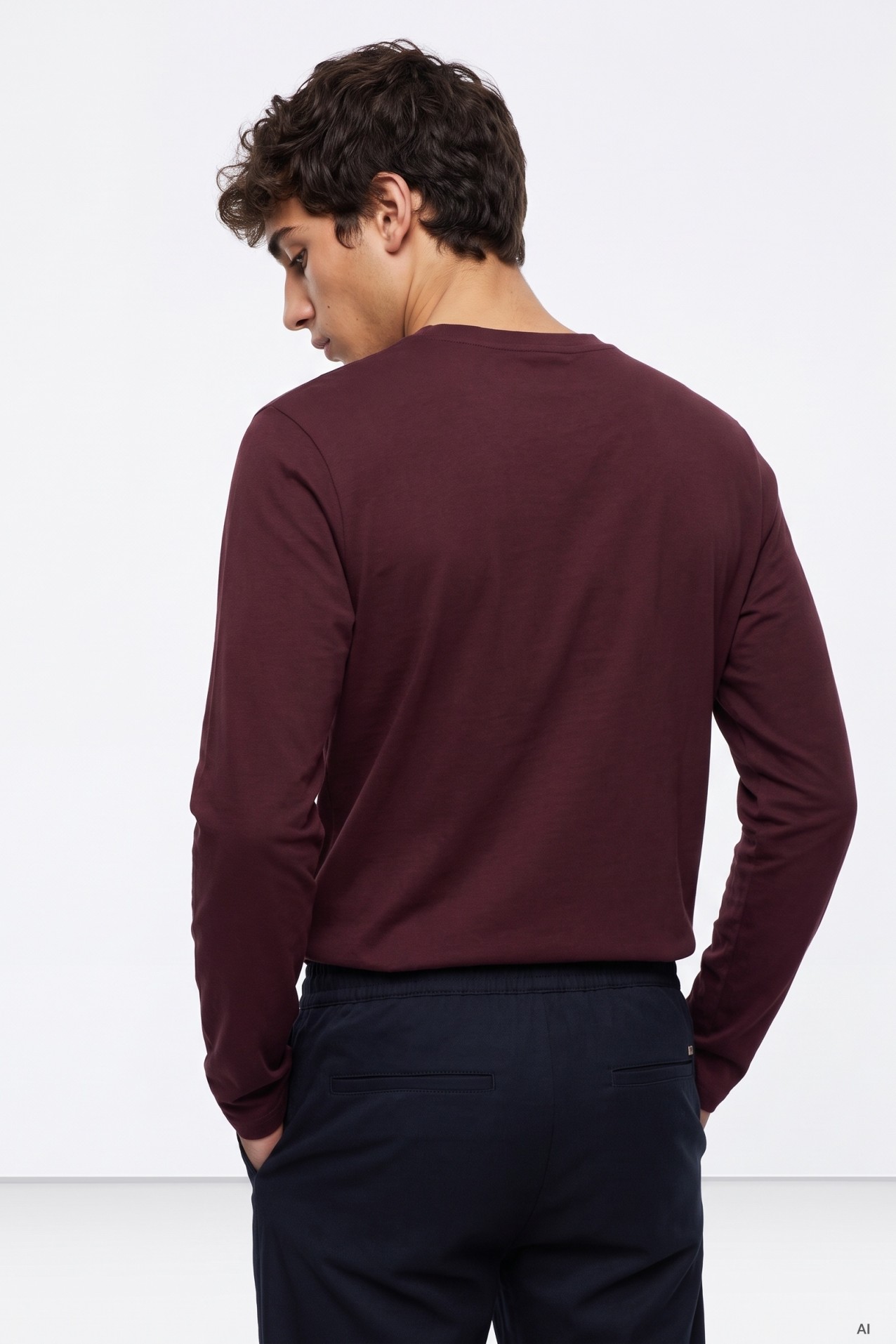 Camiseta manga larga burdeos