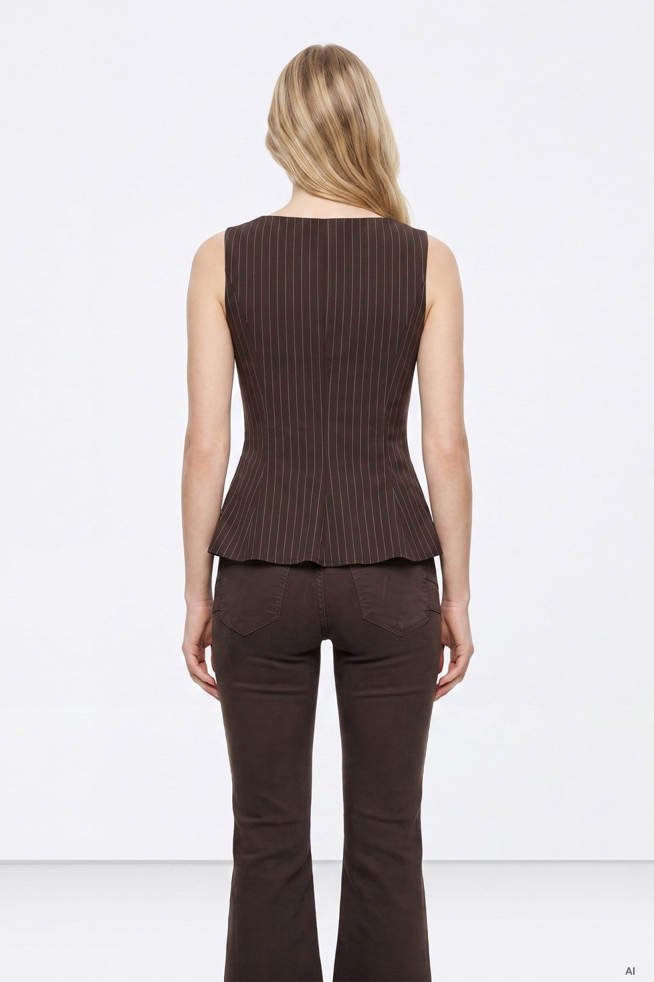 Chocolate Pinstripe Fitted Top