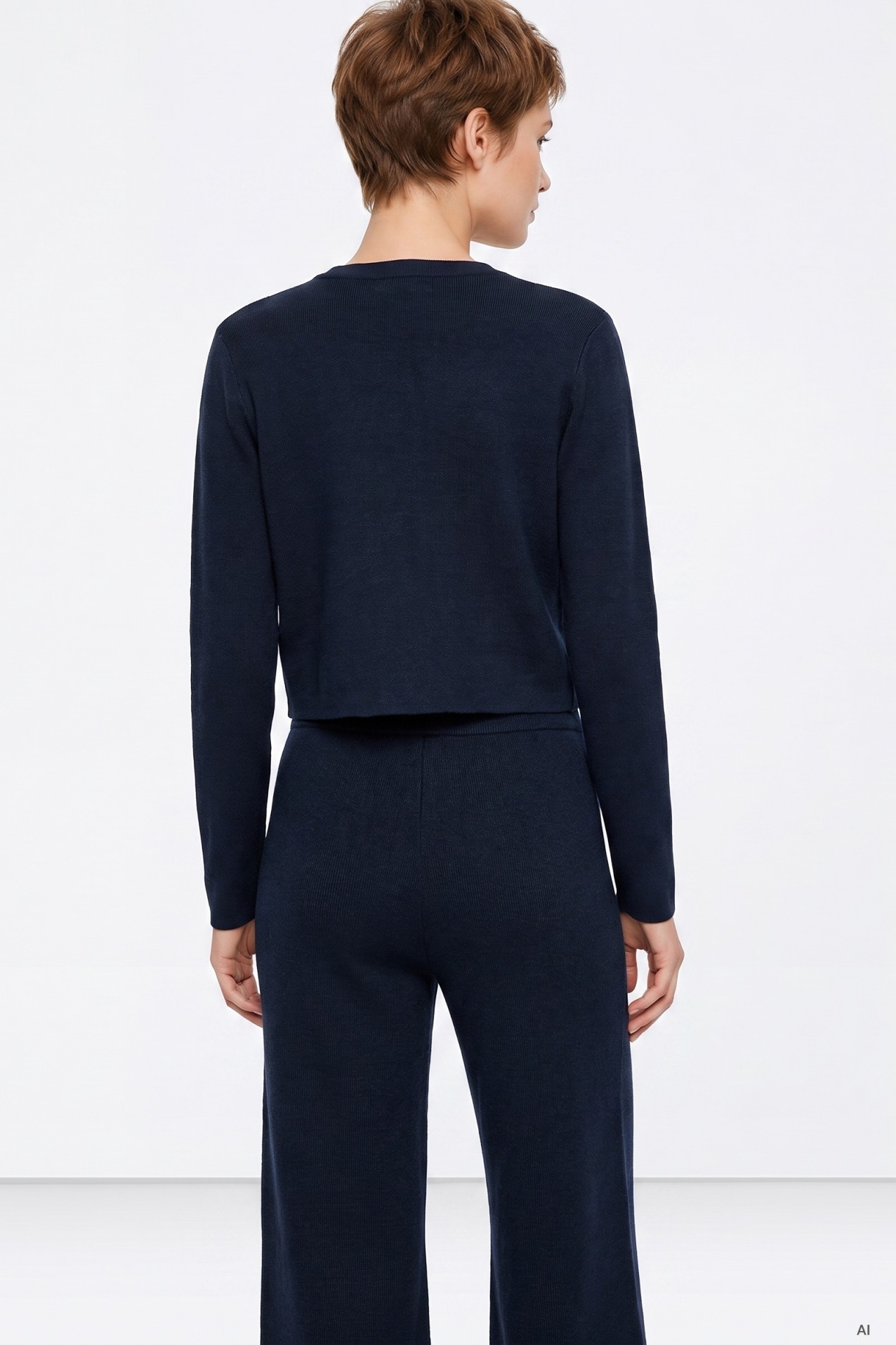 Navy Blue Cropped Cardigan
