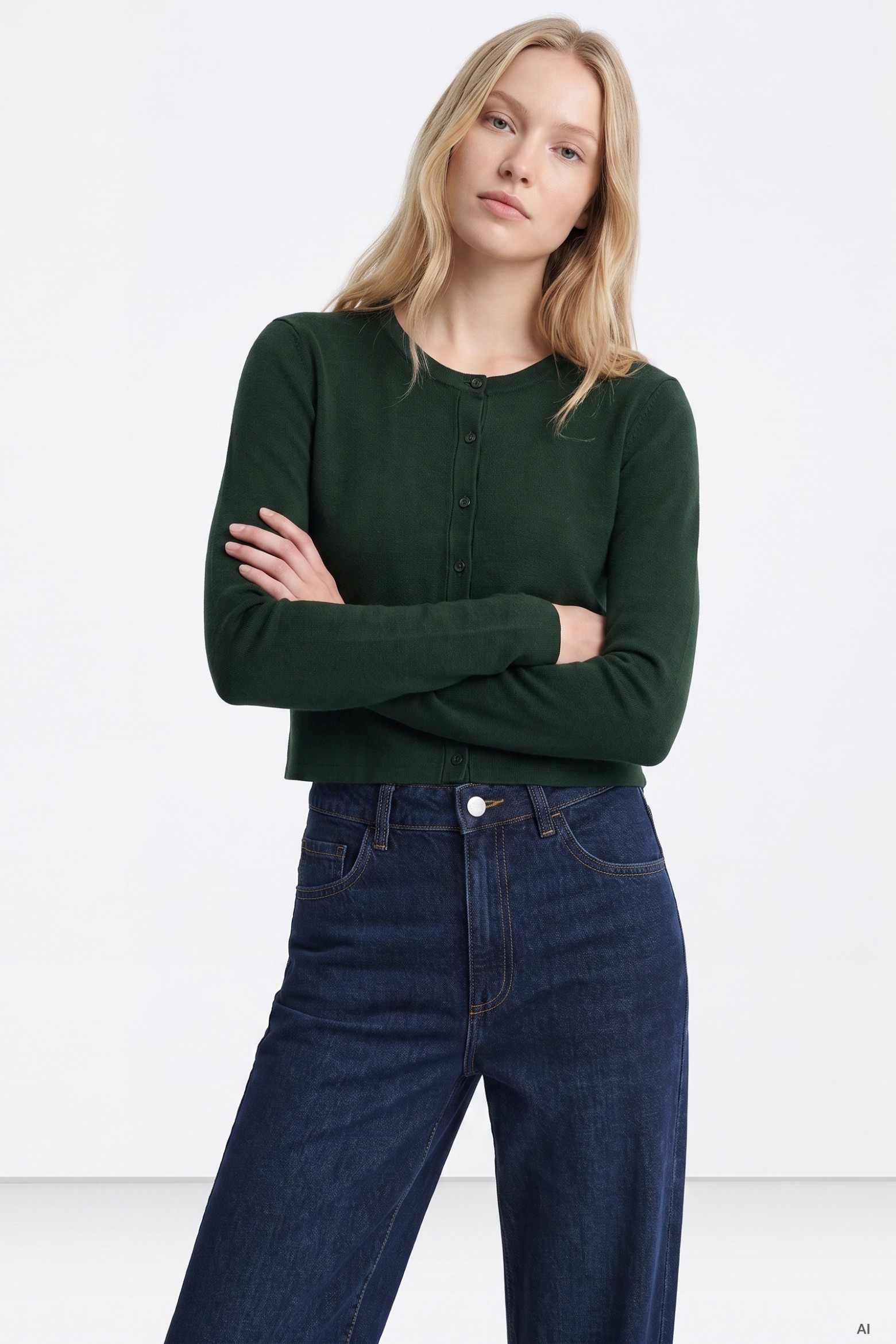 Green cropped cardigan