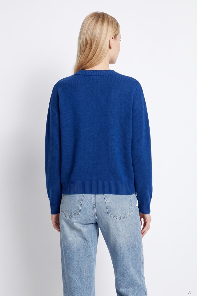 Camisola azul com corte largo Camisola azul com corte largo
