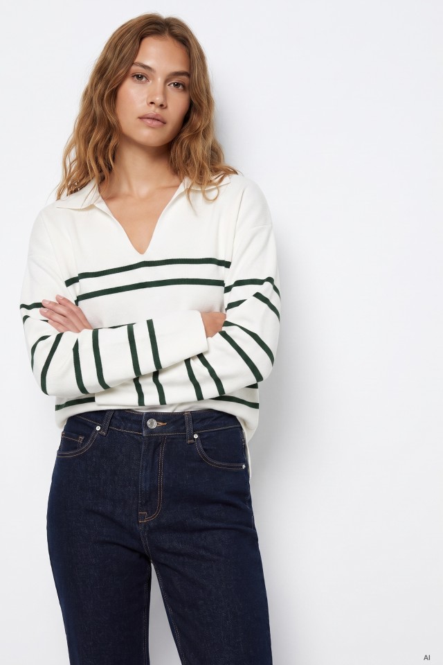 Camisola oversize riscas verde