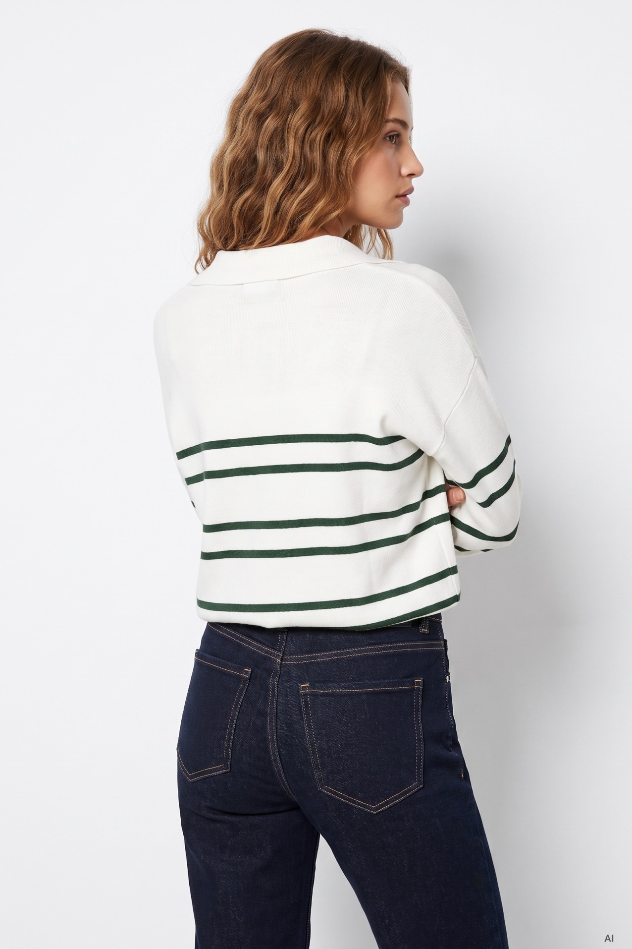 Camisola oversize riscas verde