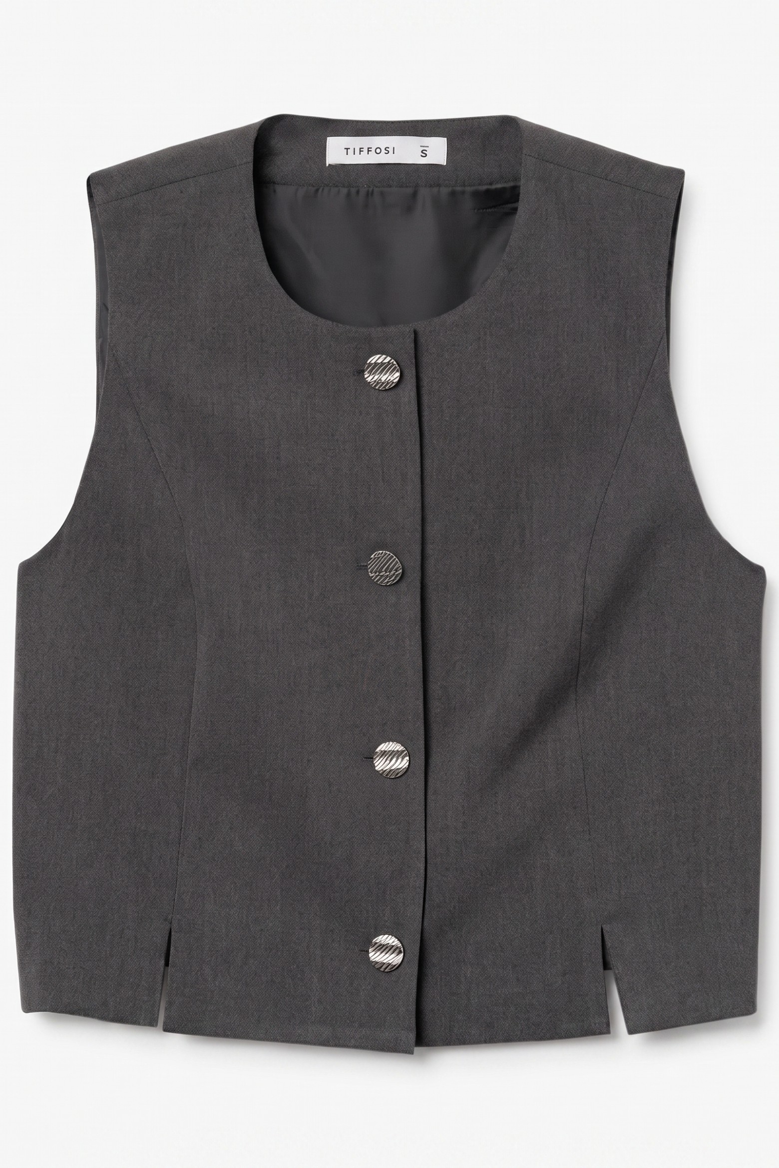 Grey Melange Buttoned Top