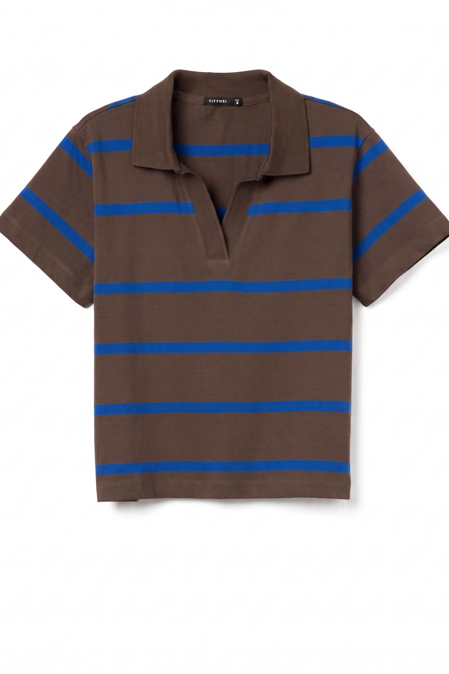 T-shirt riscas castanha