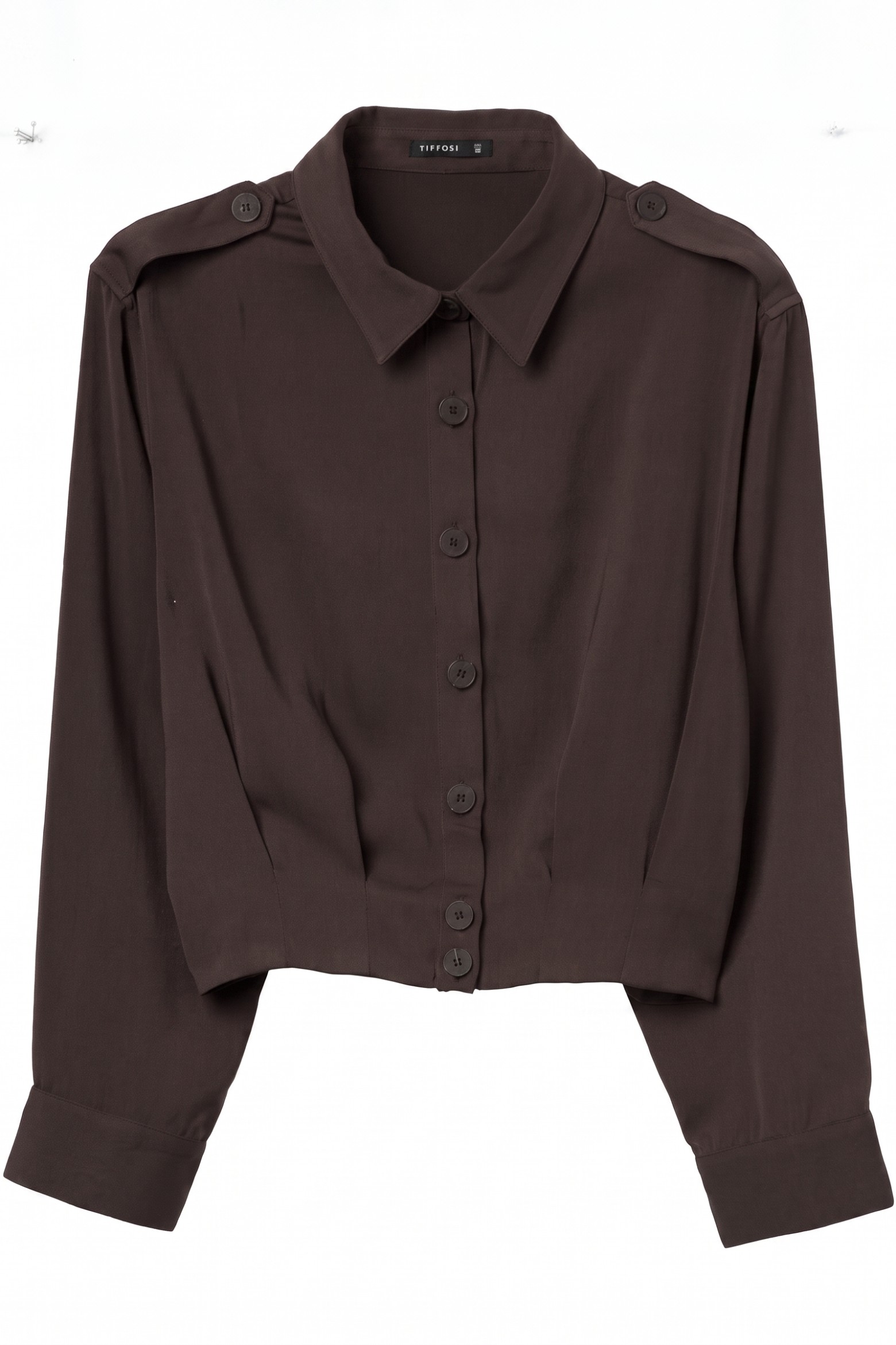 Camisa cropped marr�n chocolate
