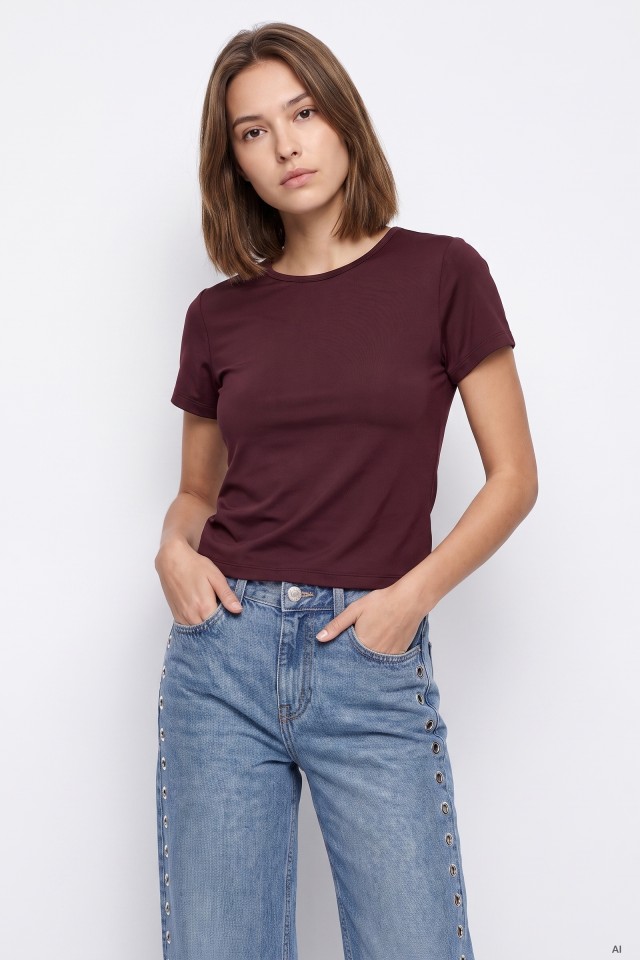 Dark Red Fitted T-shirt