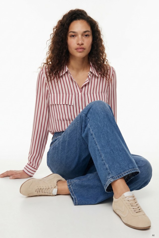 Red Striped Long Sleeve Shirt
