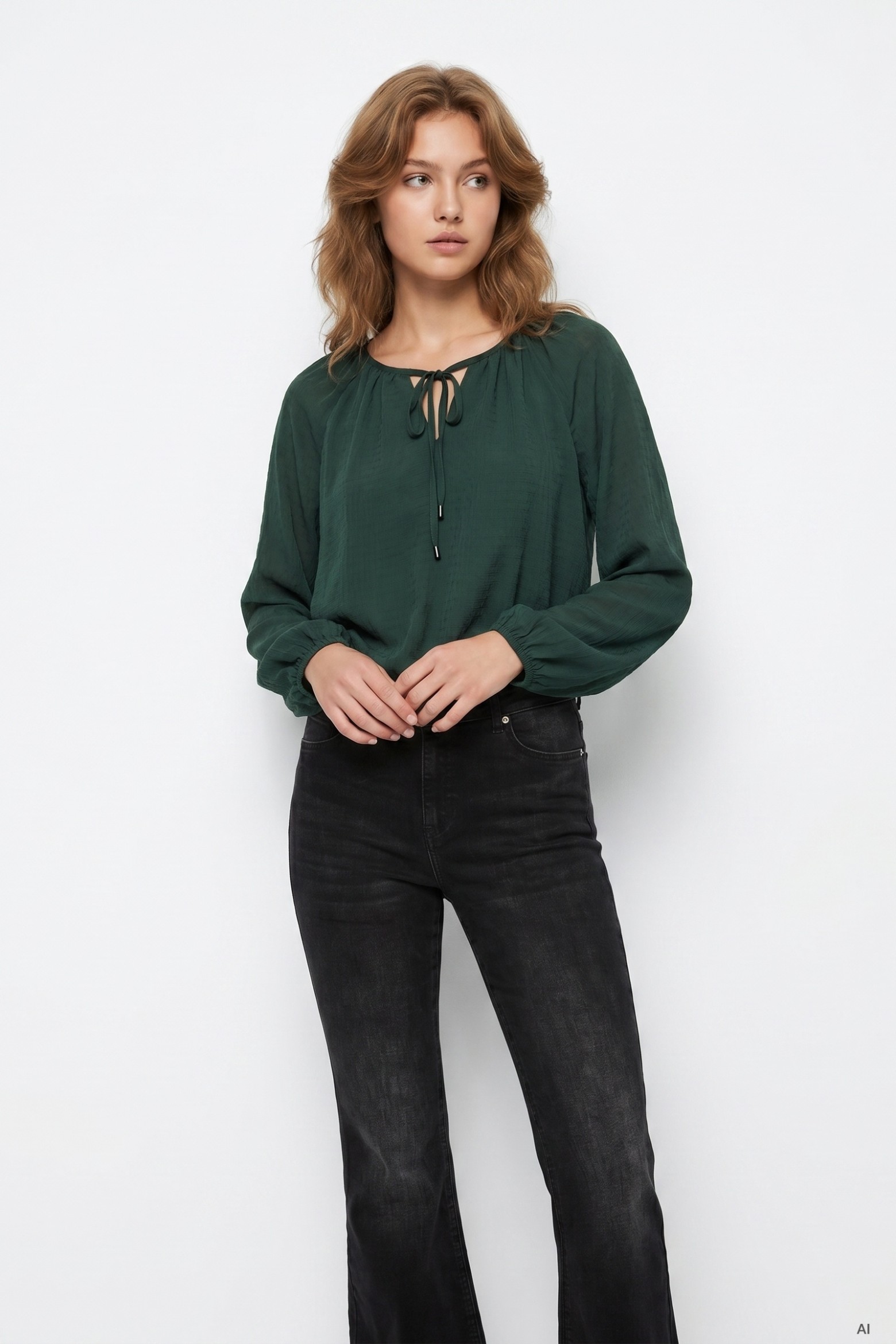 Green Long Sleeve Blouse