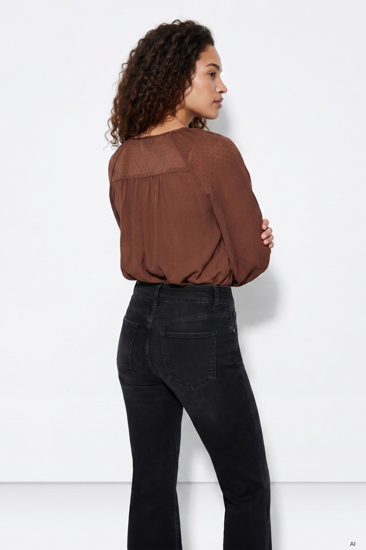 Blusa manga comprida castanha