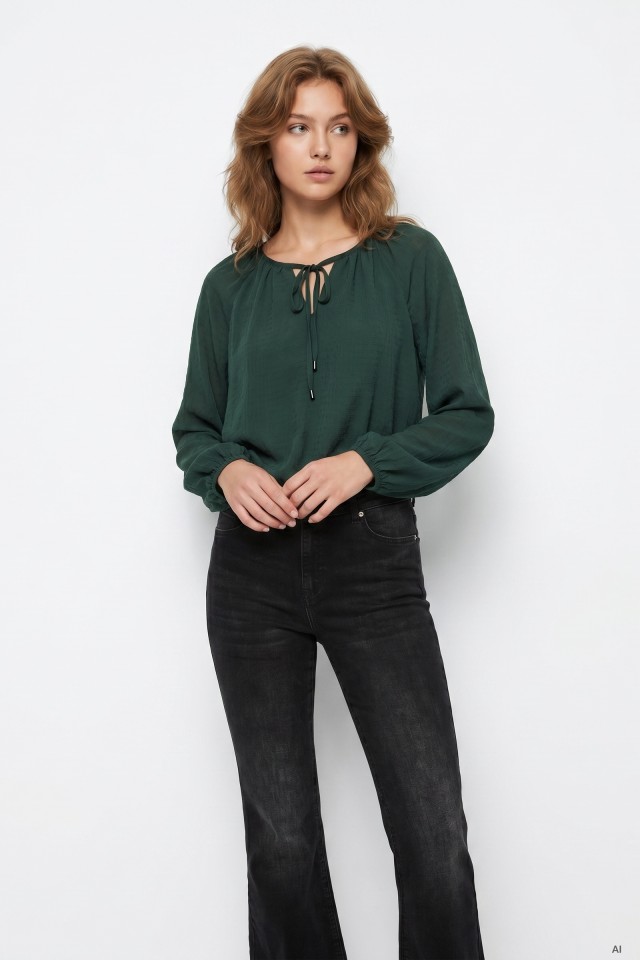 Green Long Sleeve Blouse