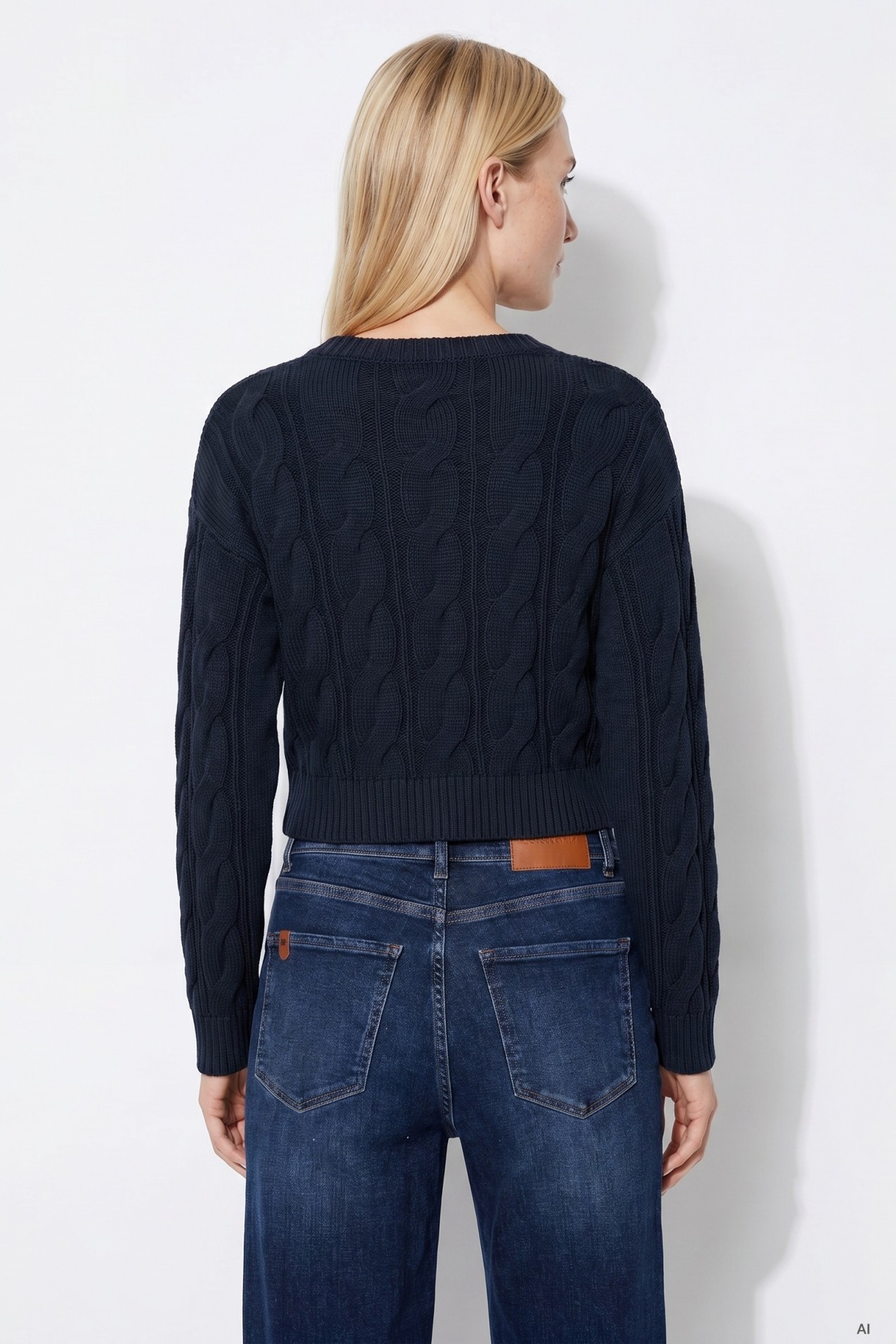 Camisola tricot azul escuro
