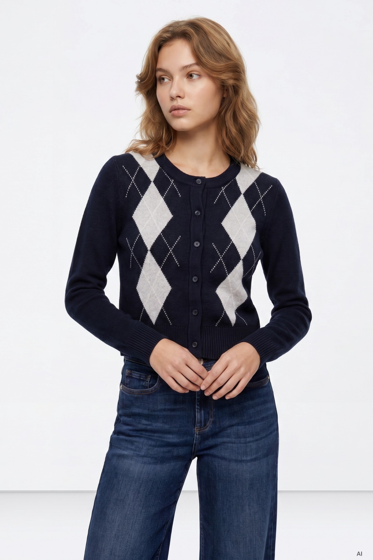 Blue Argyle Cardigan