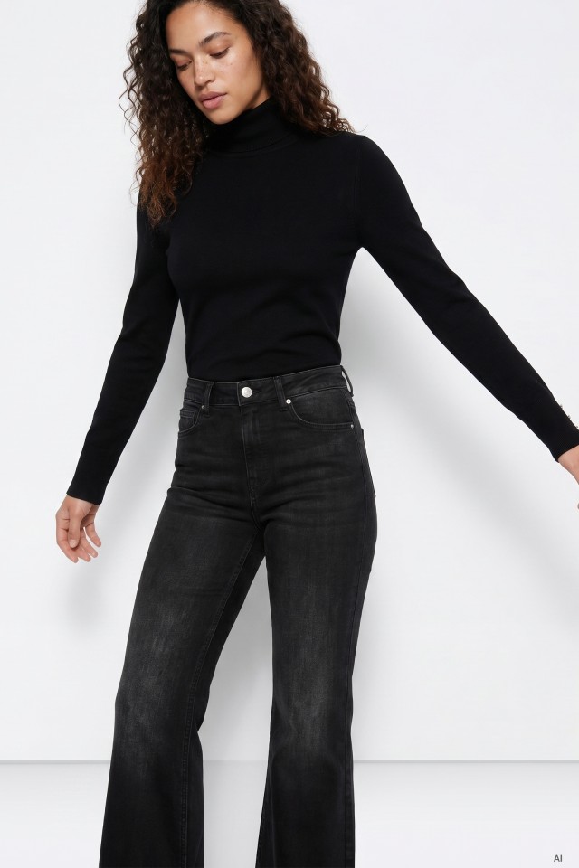 Jersey negro cuello alto Jersey negro cuello alto