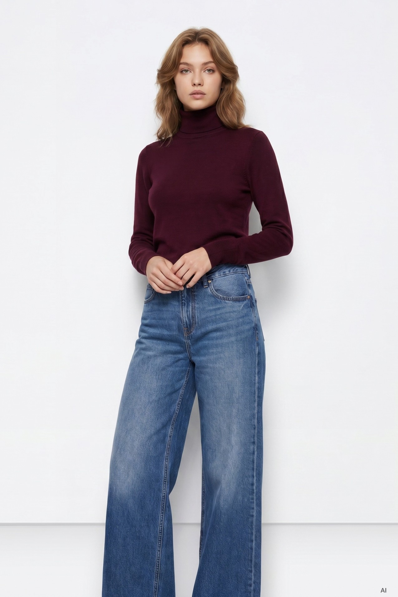 Camisola gola subida burgundy