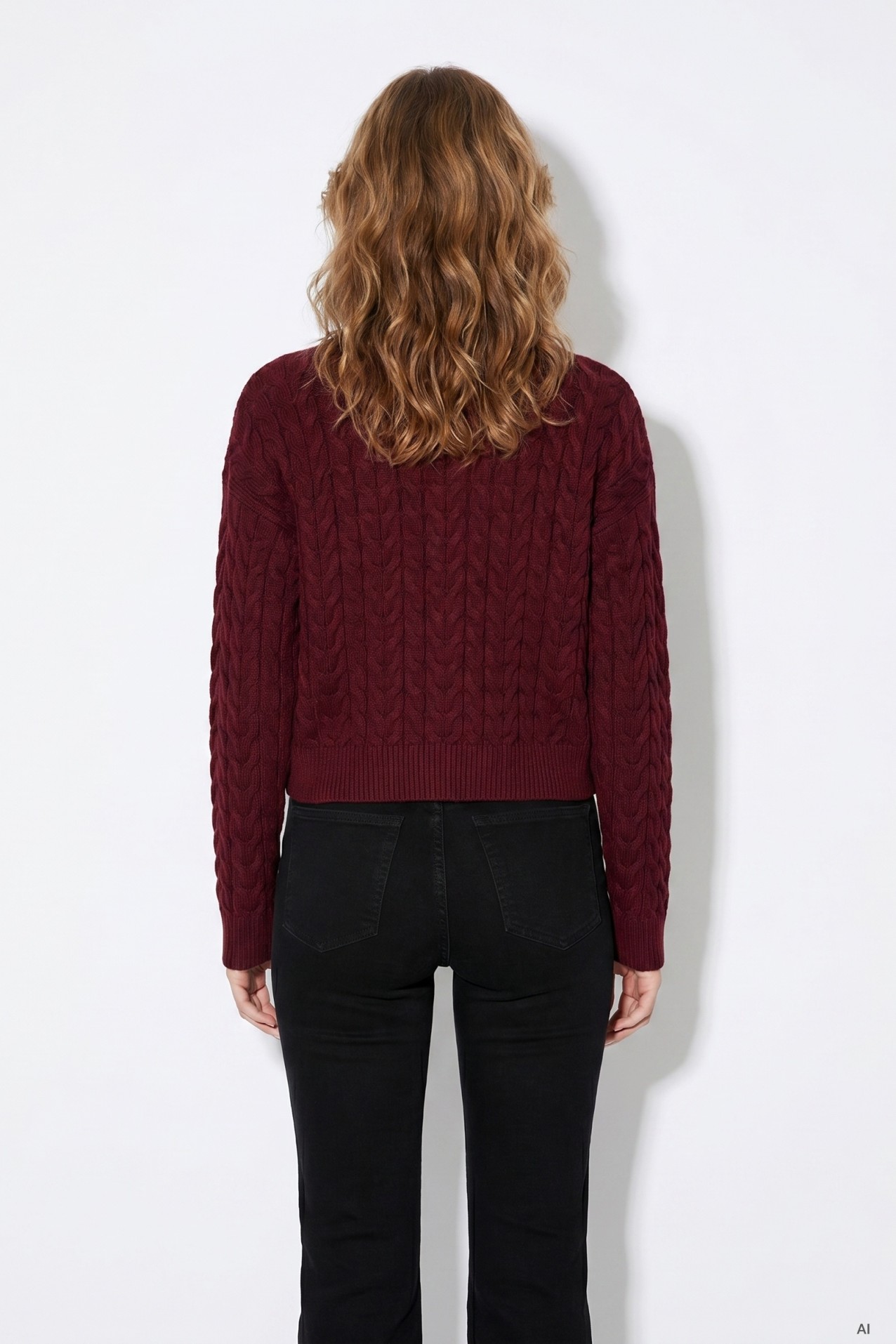 Camisola chunky cor-de-vinho