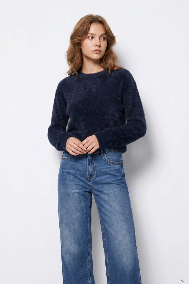 Navy Blue Fluffy Jumper Navy Blue Fluffy Jumper