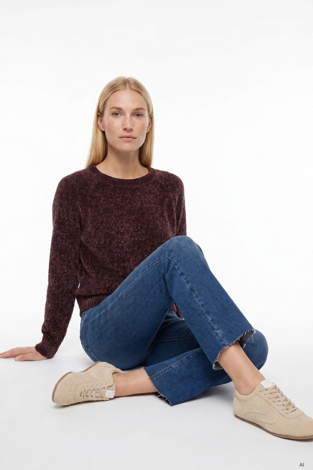 Chunky Brown Crew Neck Sweater