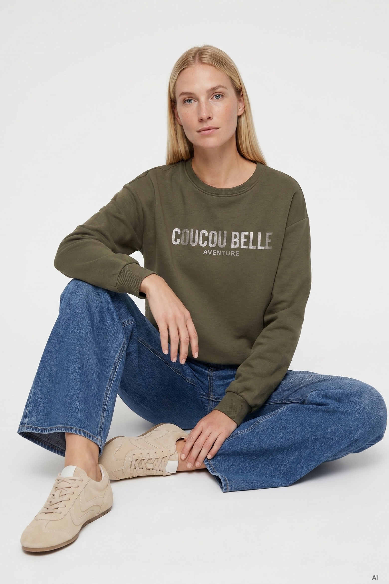 Sweatshirt verde com lettering