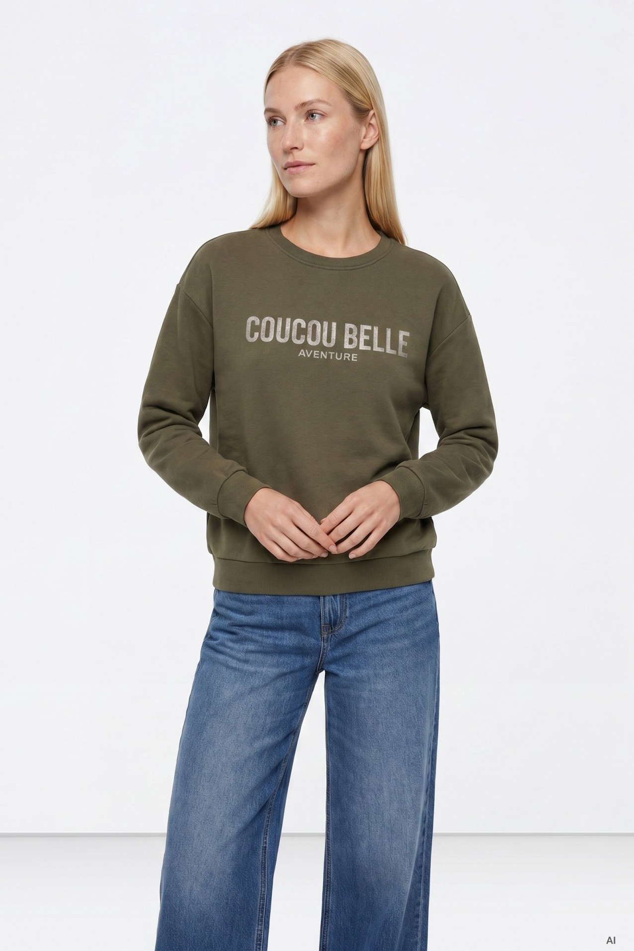 Sweatshirt verde com lettering