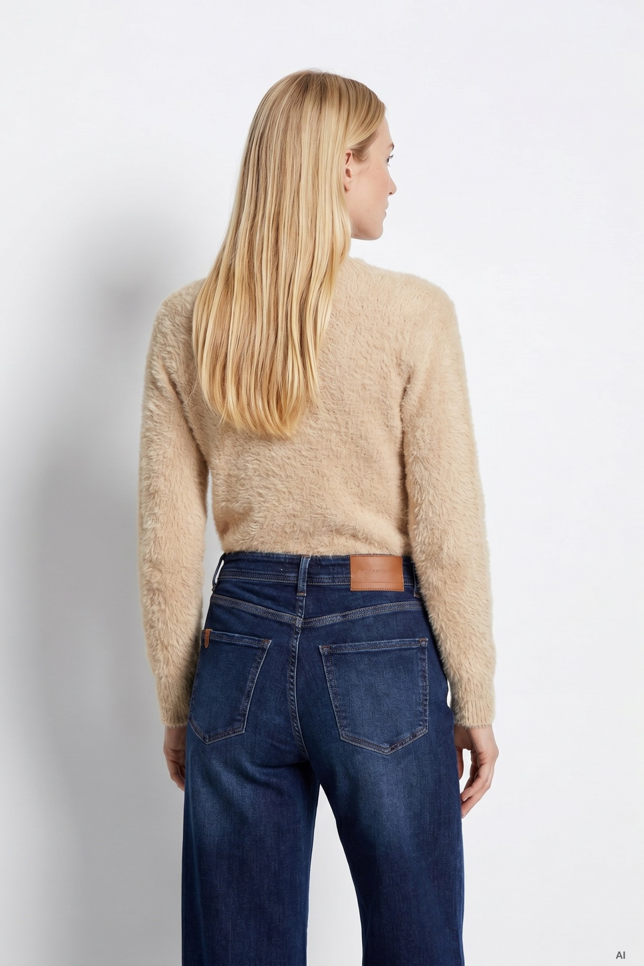 Camisola bege decote em V