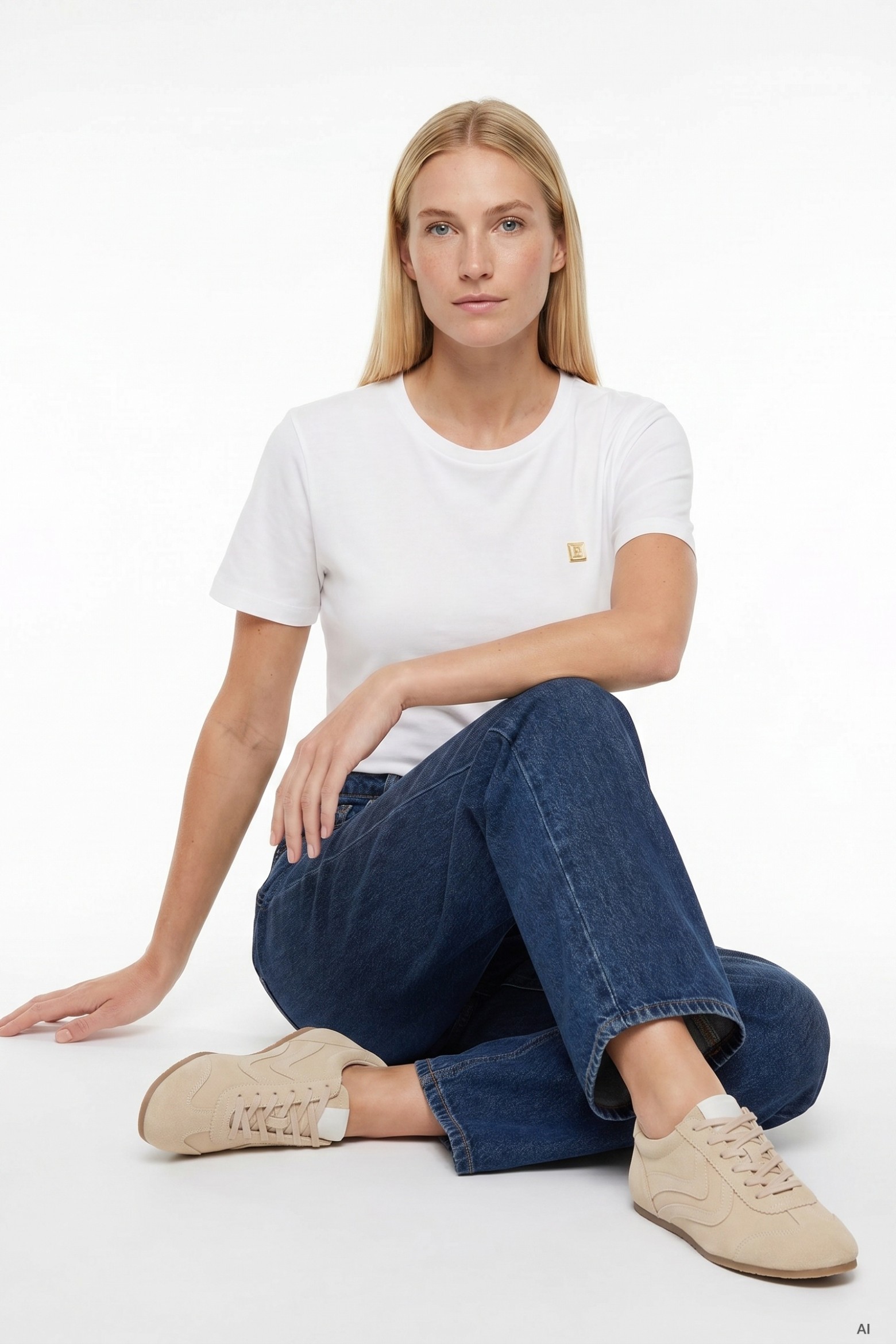 T-shirt branca corte direito