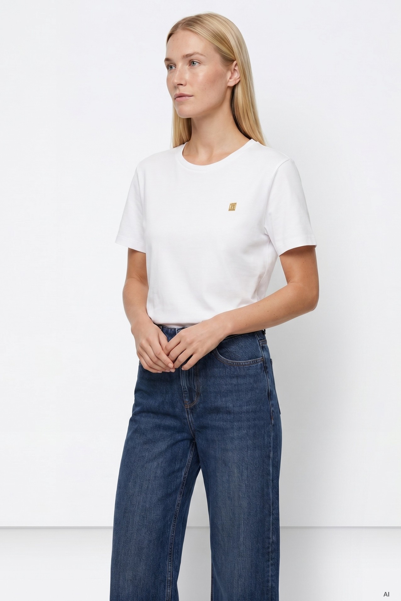 T-shirt branca corte direito