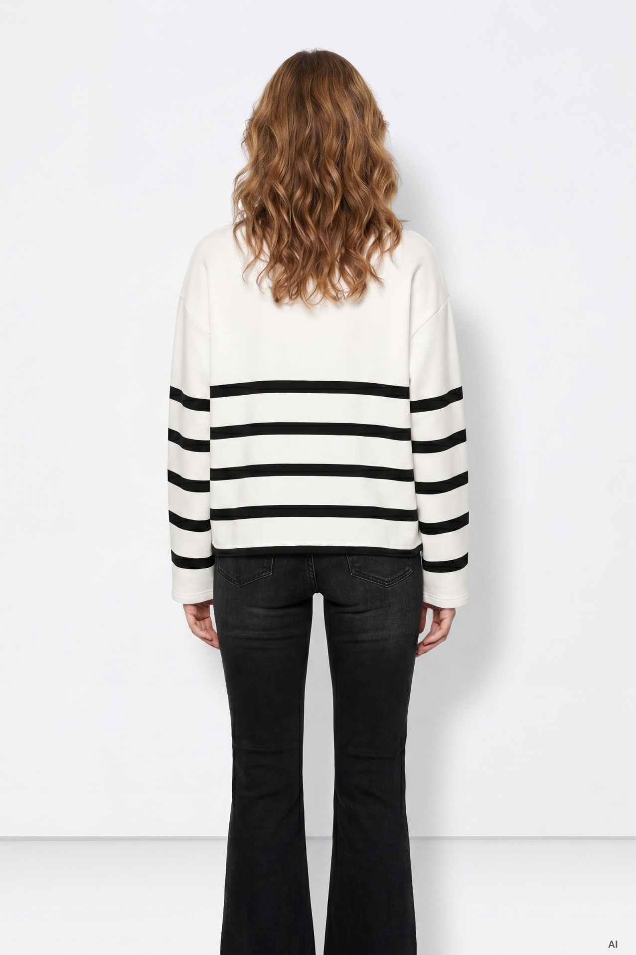 Camisola riscas oversize branca