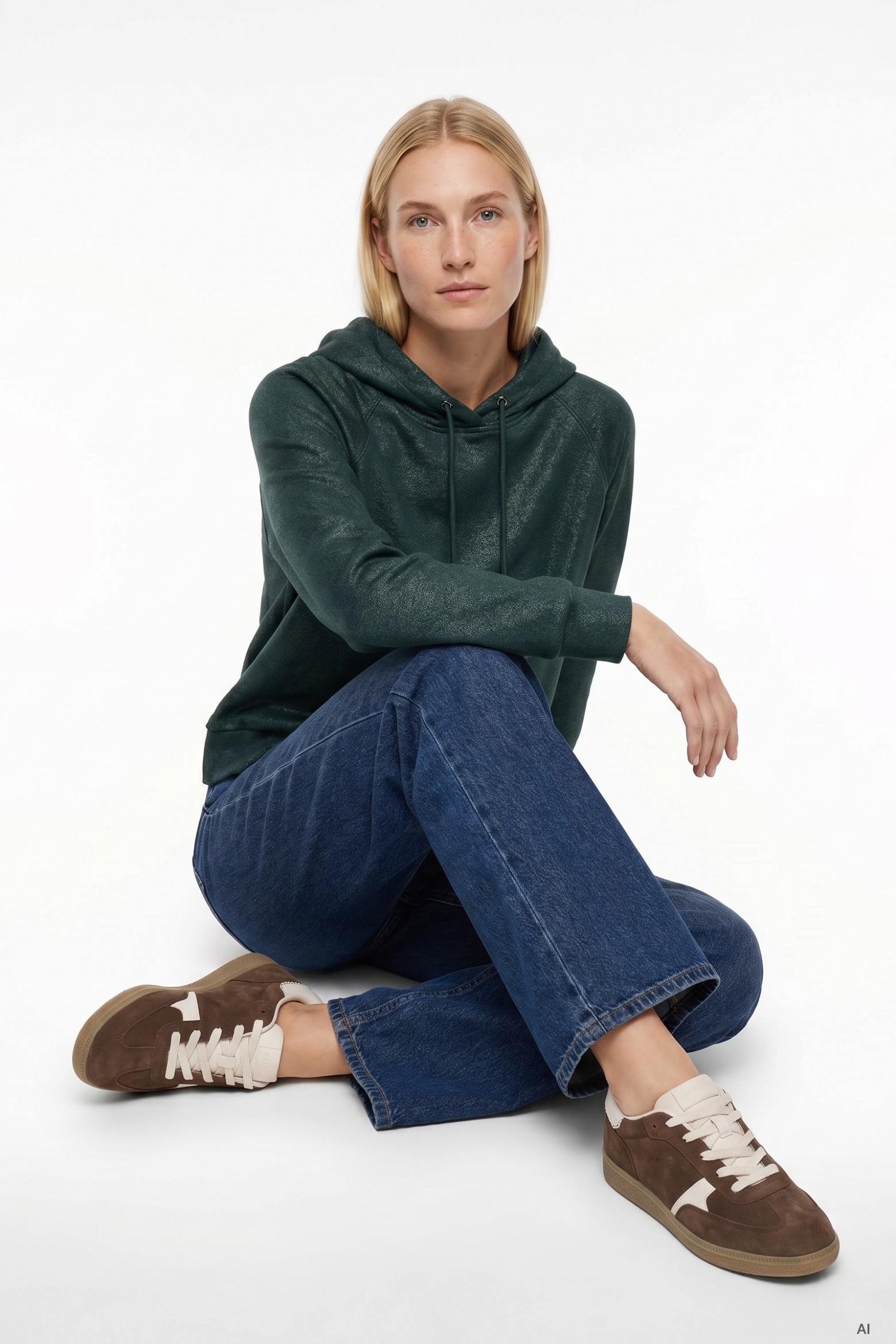 Sweatshirt verde com capuz