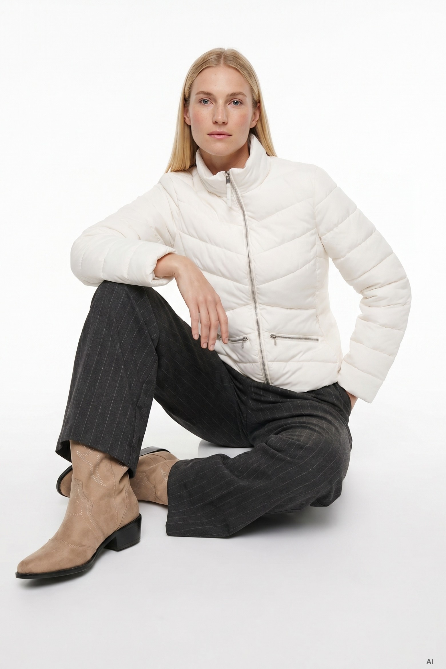 Cream Puffer Short Jacket