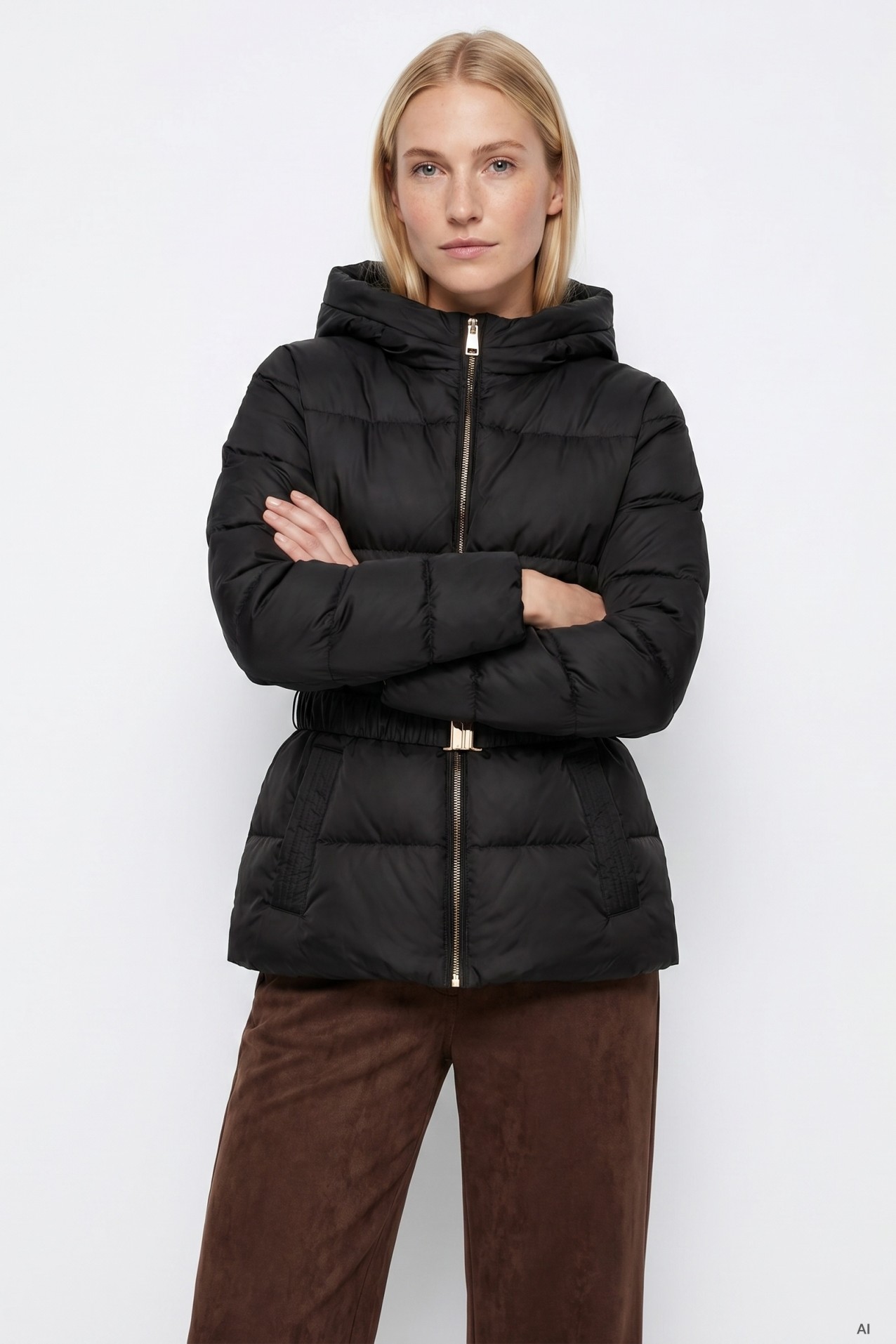 Black Puffer Hooded Jacket