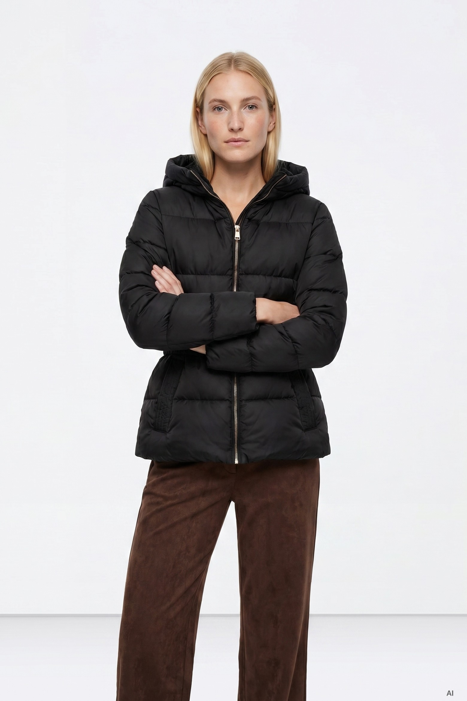 Black Puffer Hooded Jacket