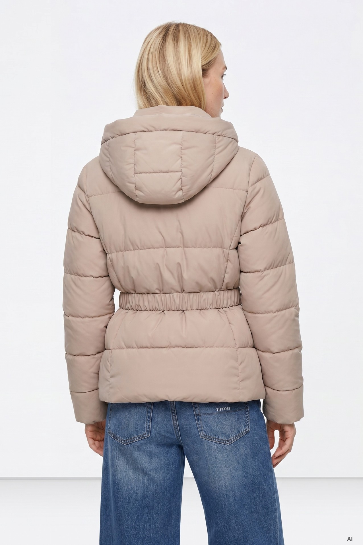 Beige Puffer Hoodie Jacket