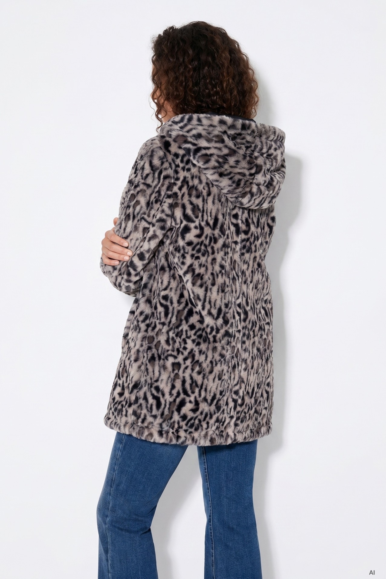 Leopard Print Faux Fur Coat