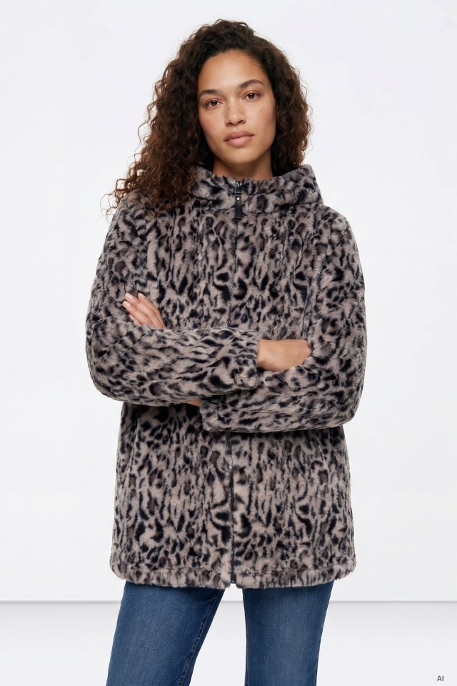 Leopard Print Faux Fur Coat