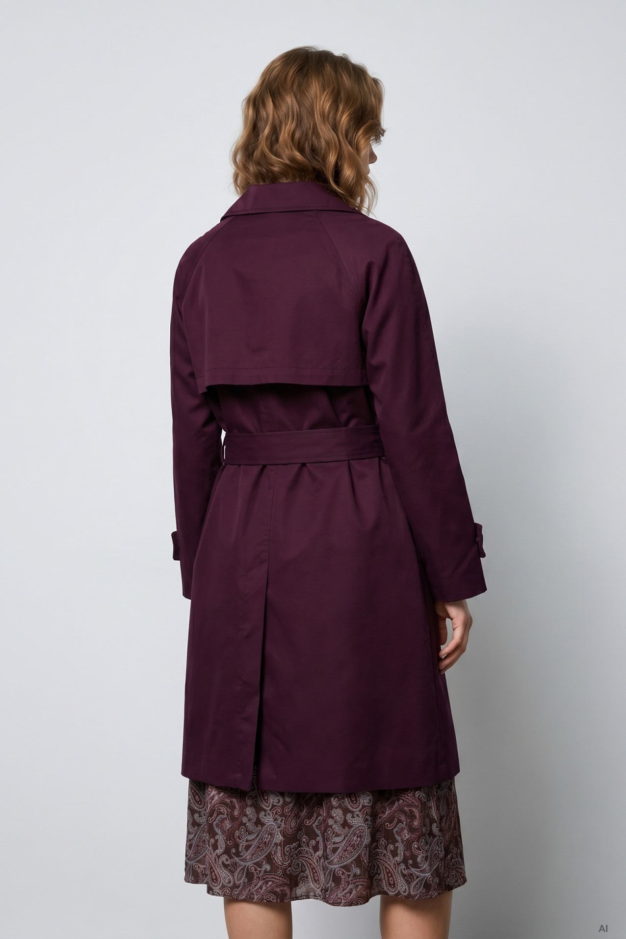 Long trench coat in wine