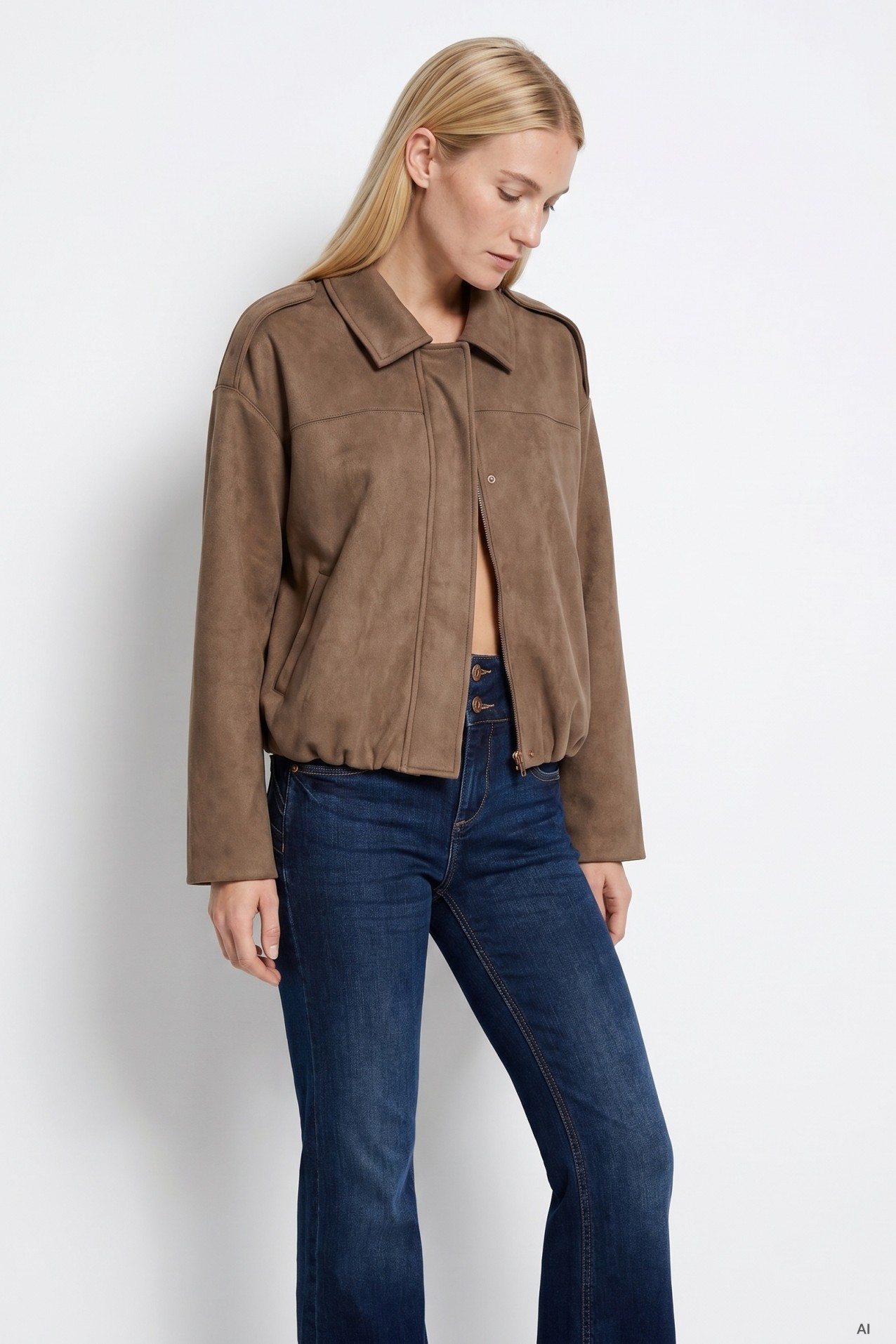 Beige Loose Fit Jacket