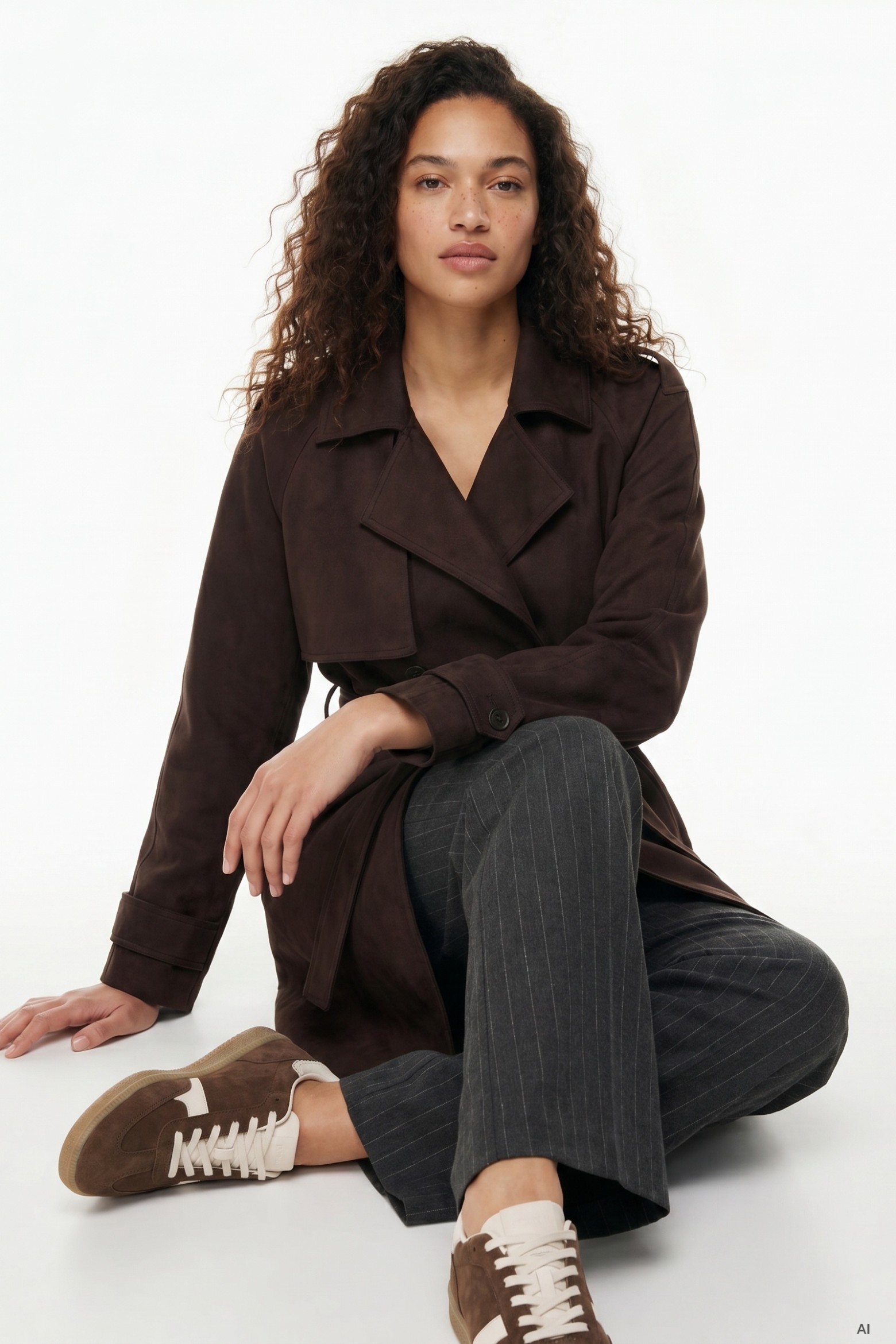 Long Chocolate Belted Coat