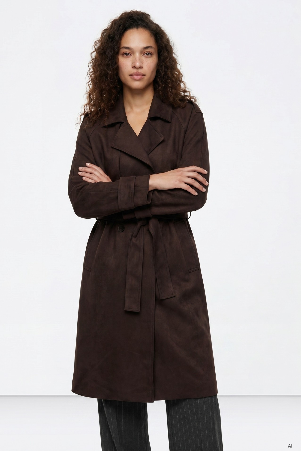 Long Chocolate Belted Coat