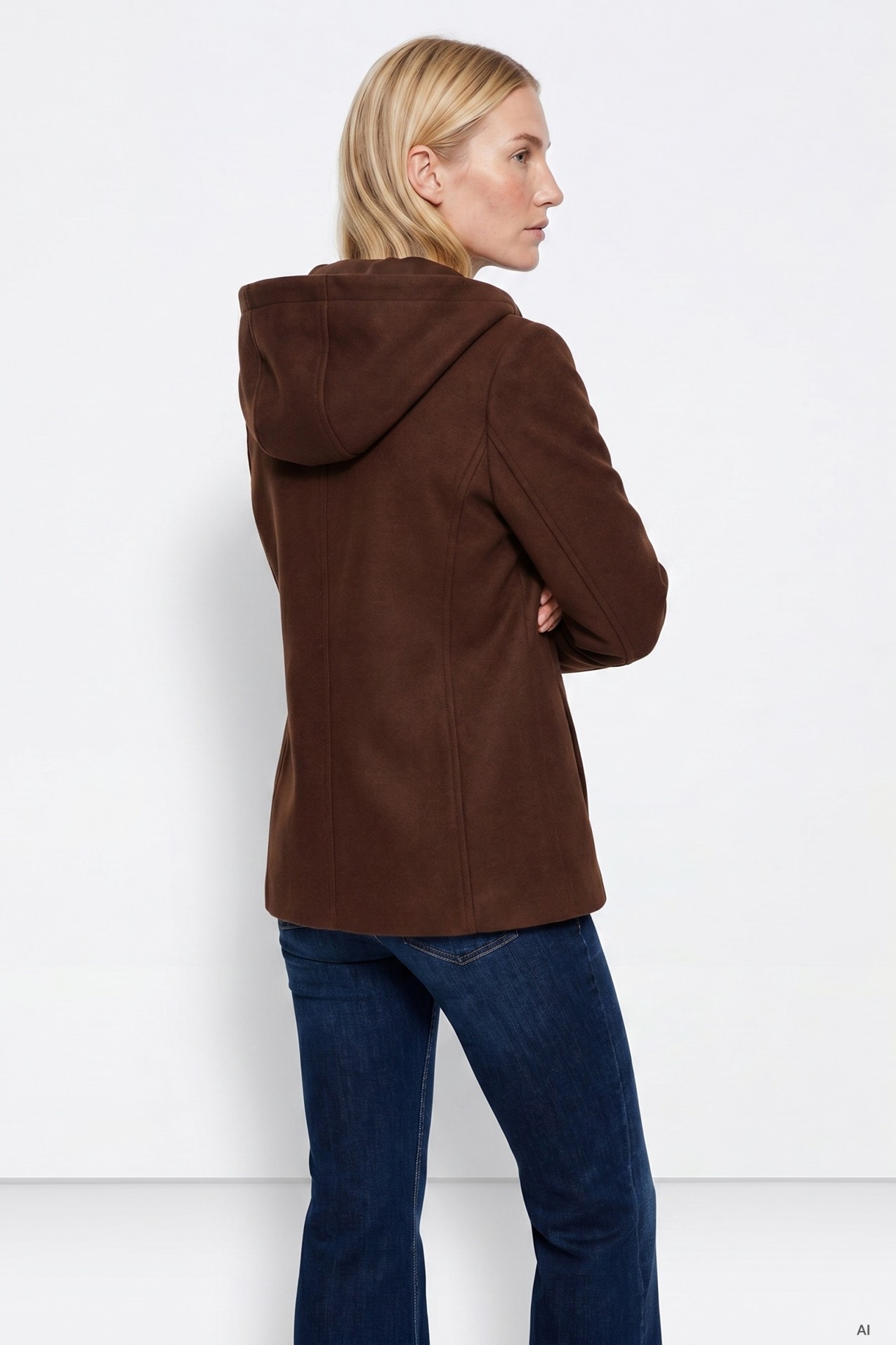 Loose Dark Brown Hooded Coat