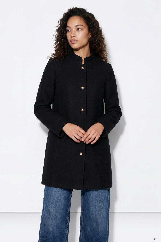 Long Black Minimalist Coat