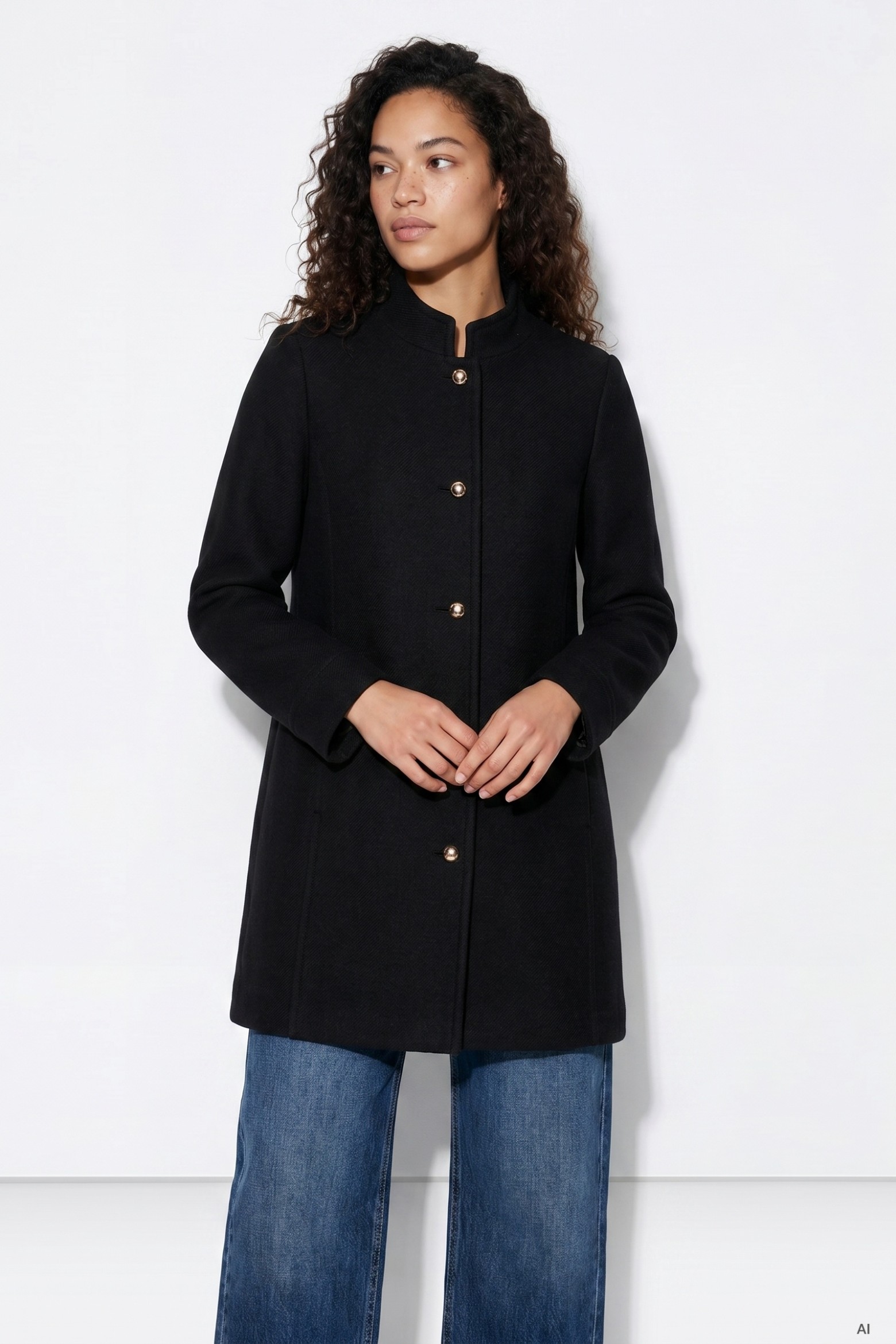 Long Black Minimalist Coat