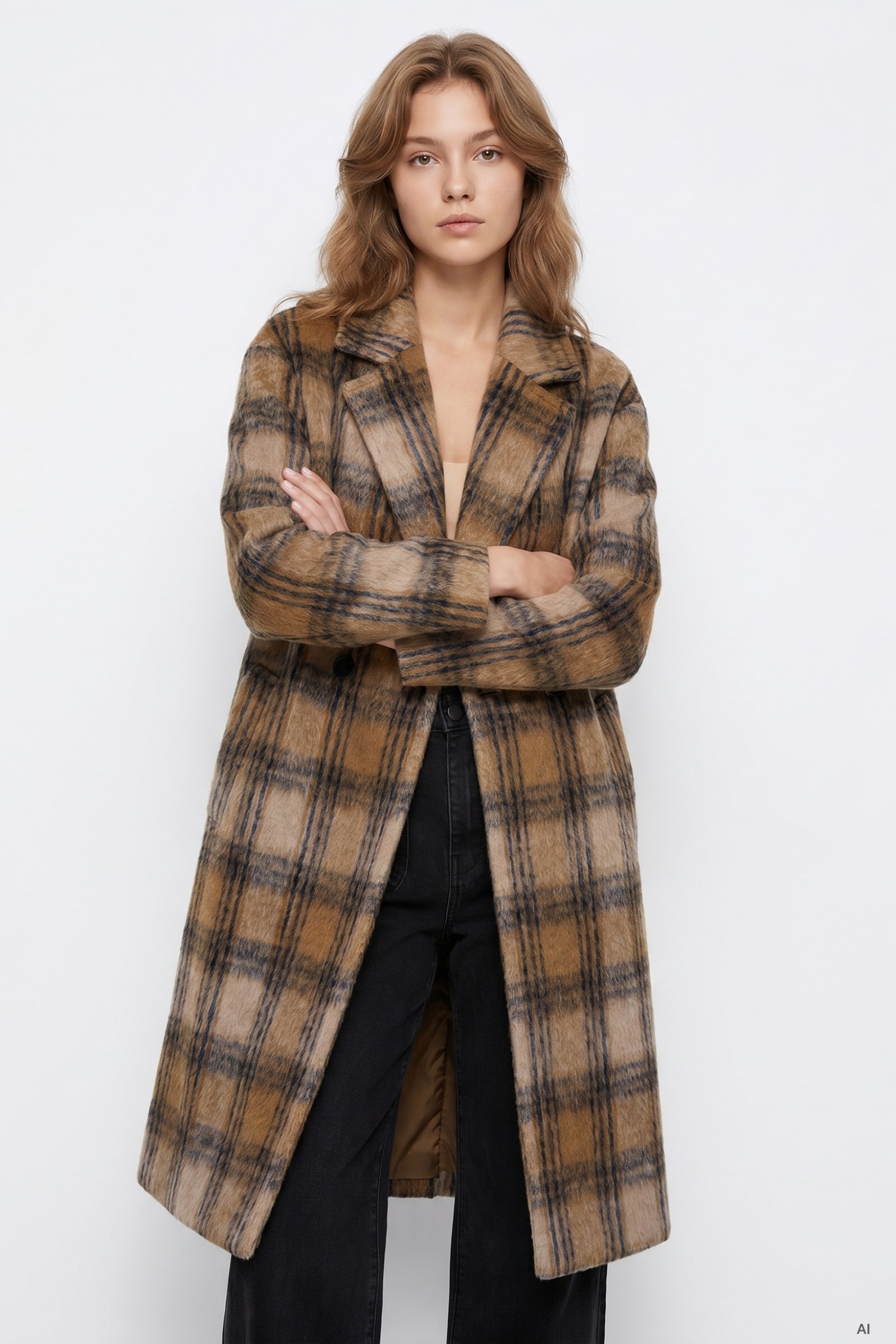 Long Yellow Checked Coat