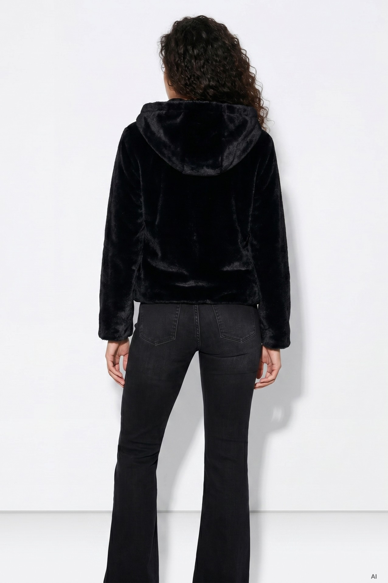 Casaco preto cropped capuz