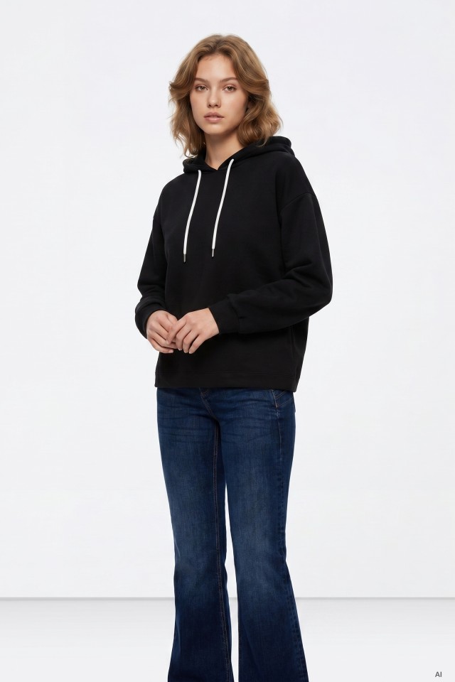 Sweatshirt preto com capuz