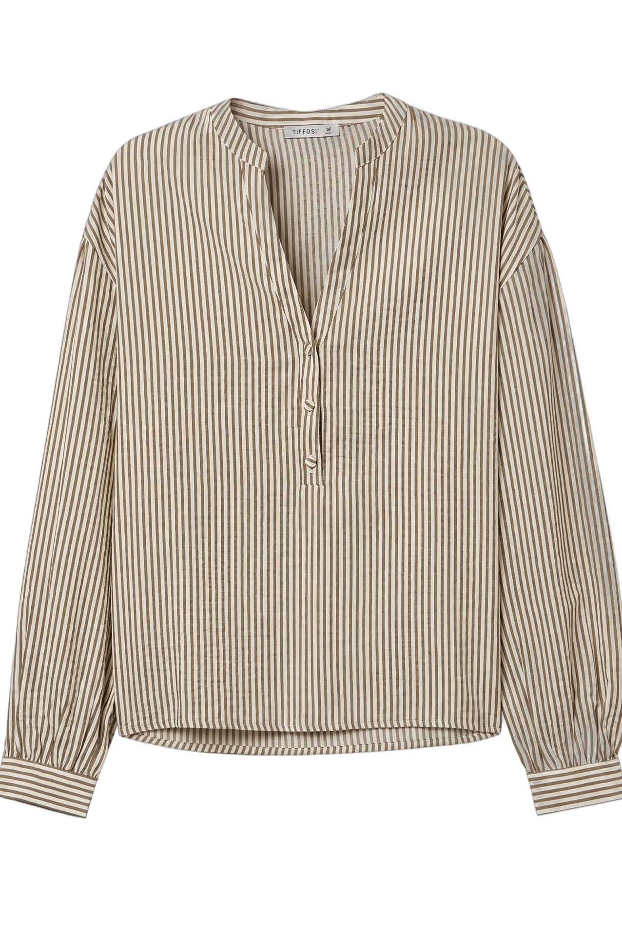 Beige Striped Long Sleeve Shirt