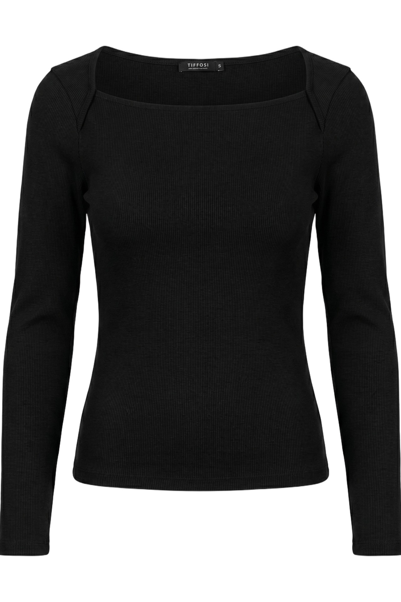 T-shirt justa preta manga comprida