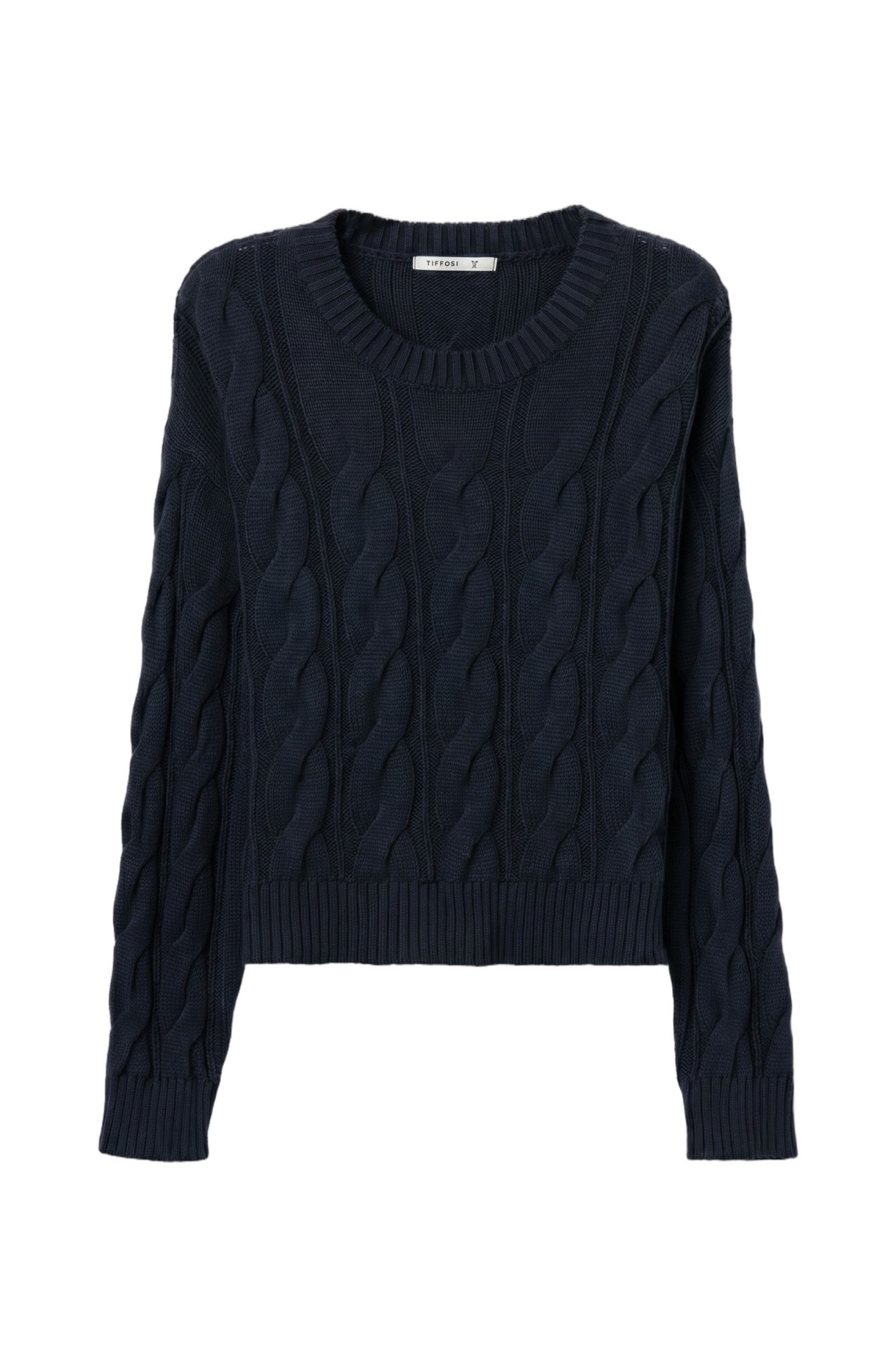 Camisola tricot azul escuro