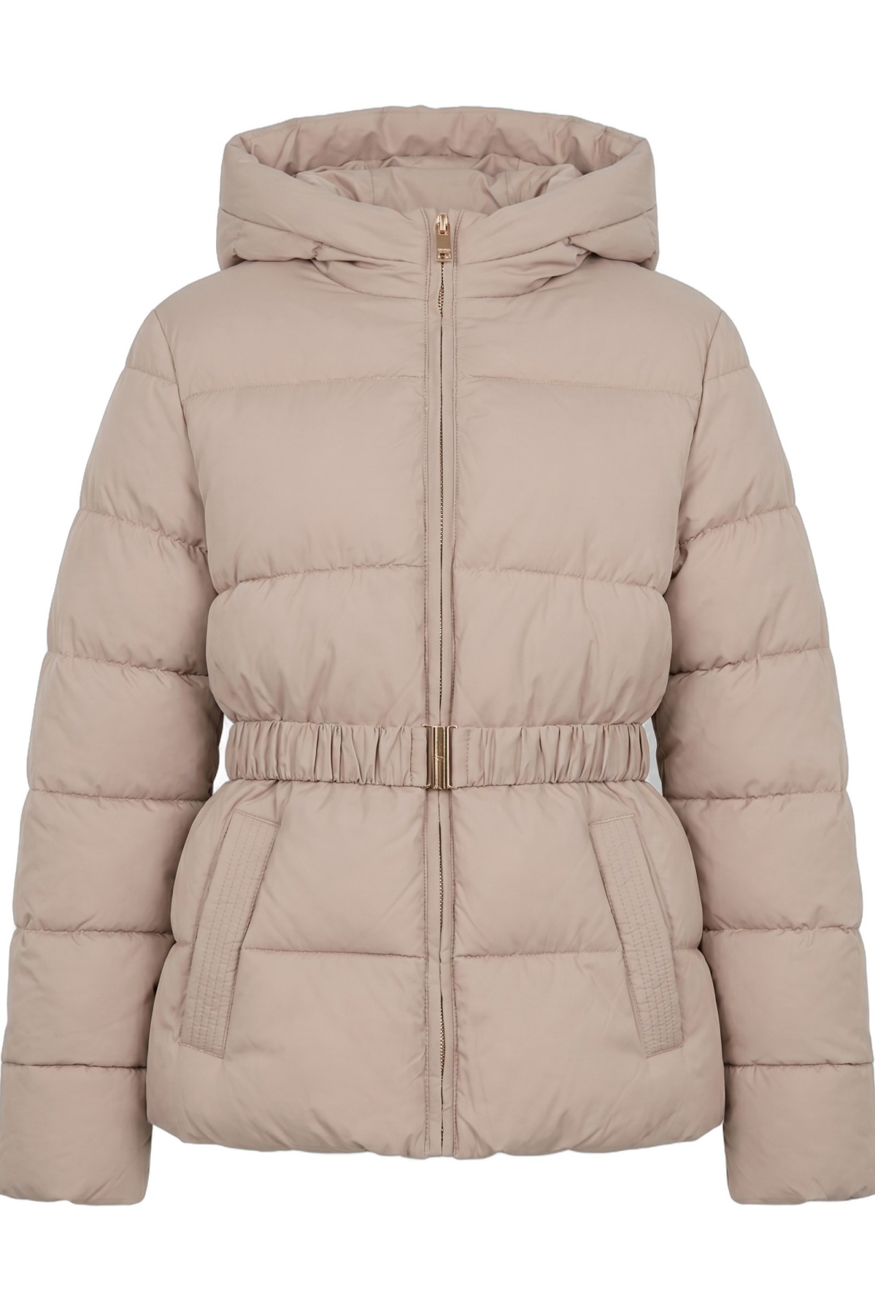 Beige Puffer Hoodie Jacket