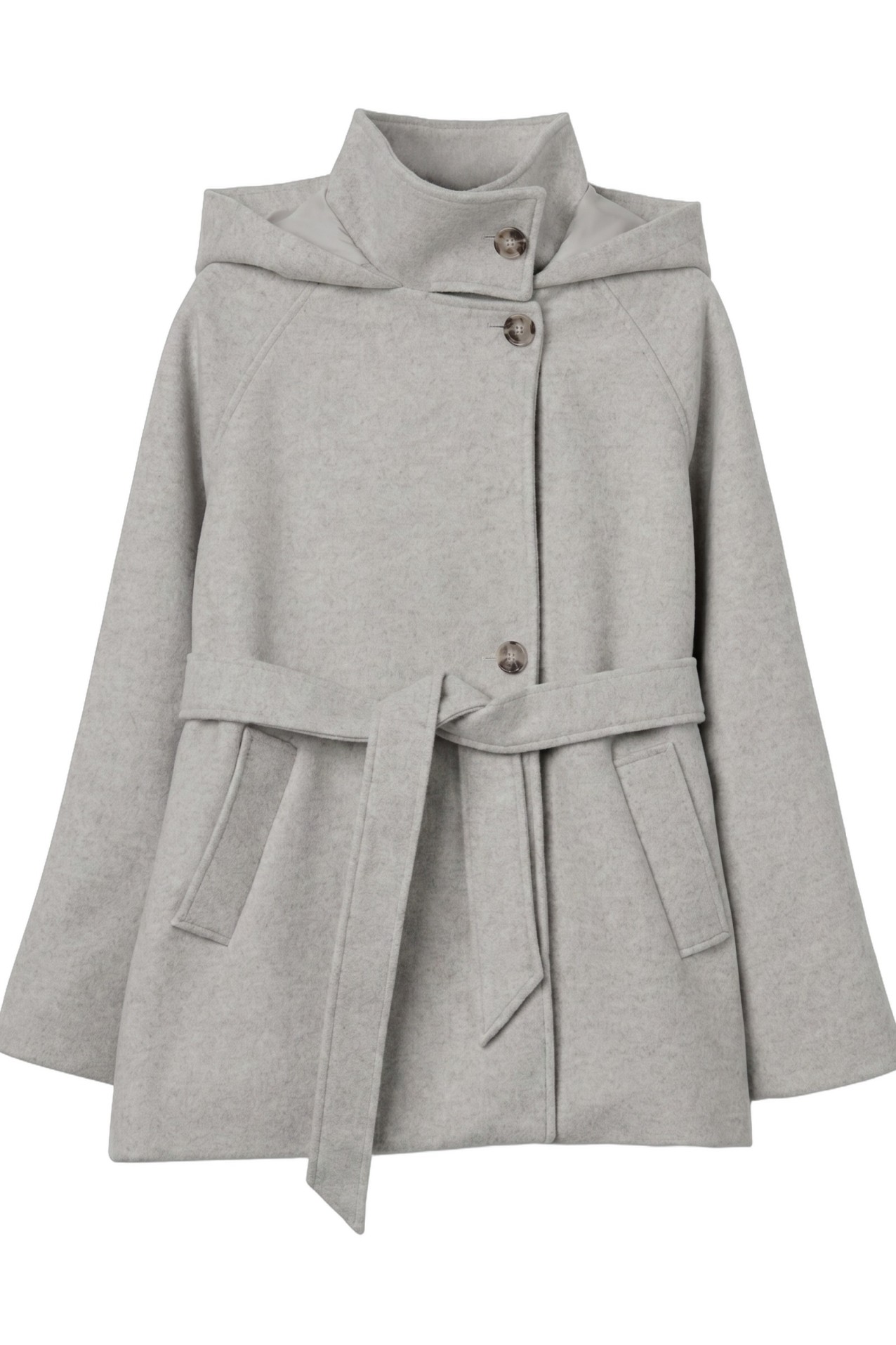 Grey Hooded Belted Coat